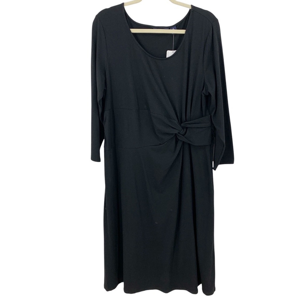 Lands' End Twist Waist Long Sleeve Jersey Tencel Dress Sz XL